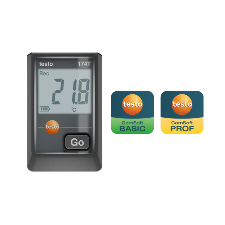 Mini temperature data logger Testo 174 T with USB-C interface (Black)