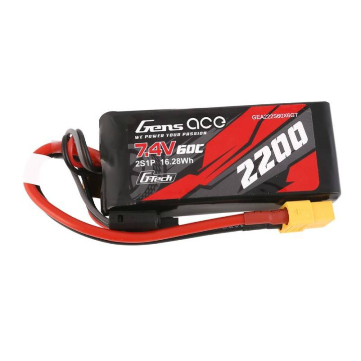 Gens ace G-Tech LiPo 2200mAh 7.4V 60C 2S1P XT60 Battery (GEA222S60X6GT)