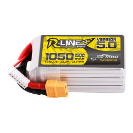 Tattu R-Line 5.0 1050mAh 22.2V 6S 150C XT60 LiPo Battery TAA10506S15X6