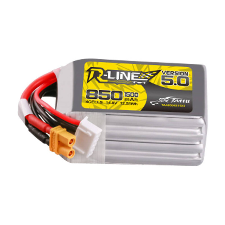 Tattu R-Line Version 5.0 850 mAh 14.8V 4S1P 150C XT30U-F LiPo Battery Pack TAA8504S15X3