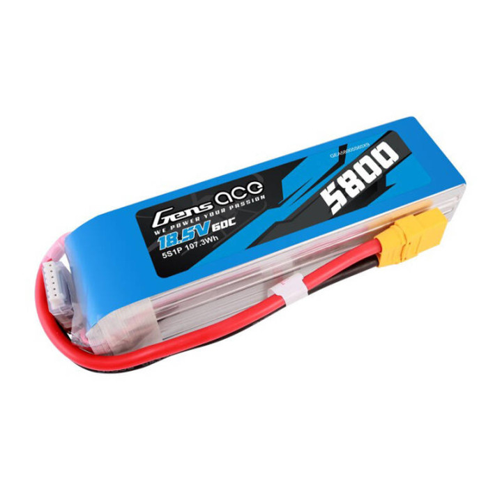 Gens ace 5800mAh 60C 18.5V 5S1P LiPo Battery Pack with XT90 Plug GEA58005S60X9