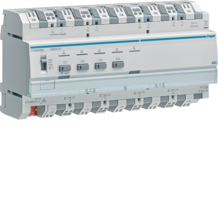 Hager TYA624B 4-Channel Dimmer 600W 24V