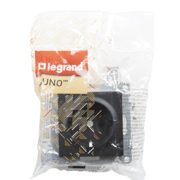 2P+E SOCKET SCHUKO STANDARD AUTO TERMINALS SHUTTERED BLACK