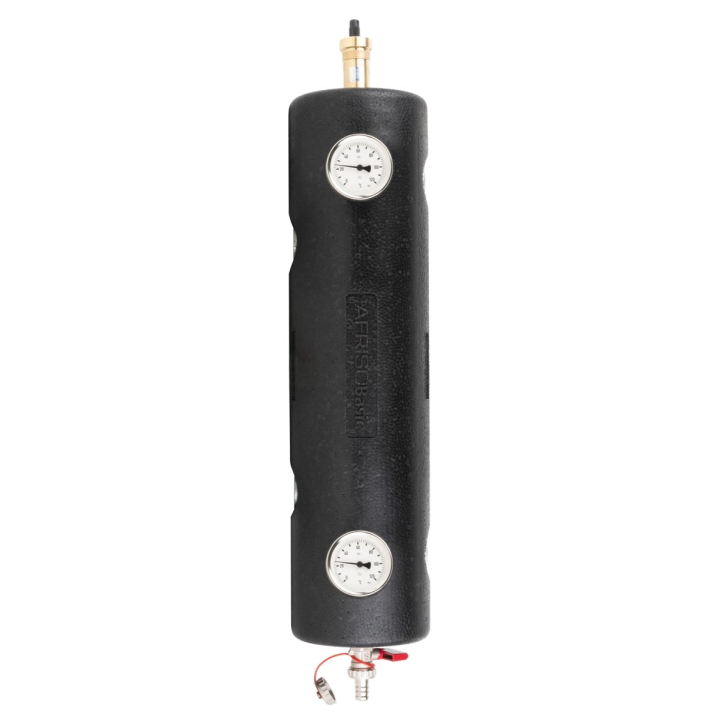 Hydraulic coupling BLH 801, 4xGW G 1 inch, 4xGW G 1/2 inch, thermal insulation, automatic vent, drain valve, thermometers