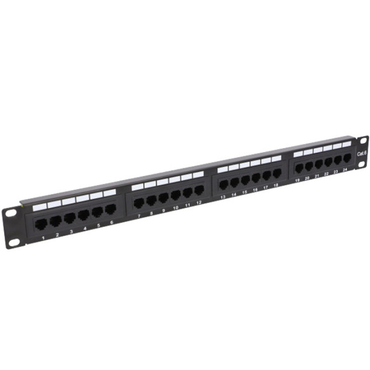 VidiLine R19-PP24-KAT6-SZ 19" Patch Panel Keystone Cat. 6 UTP 1U 24-Port Metal