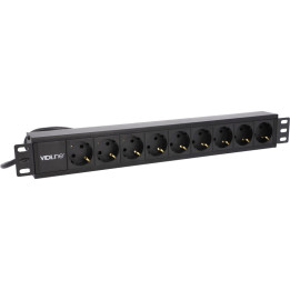 VidiLine R19-PDU9 19" 1U 9-Outlet Schuko PDU 16A 3m