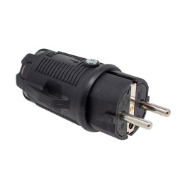 PRO rubber, black plug 2P+E 16A 250V IP54
