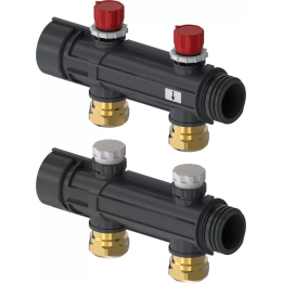 Uponor Magna rozdzielacz dwudrogowy segment 2x25mm PE-Xa 25x2,3 zawory regulacyjne złącze 25x2,3