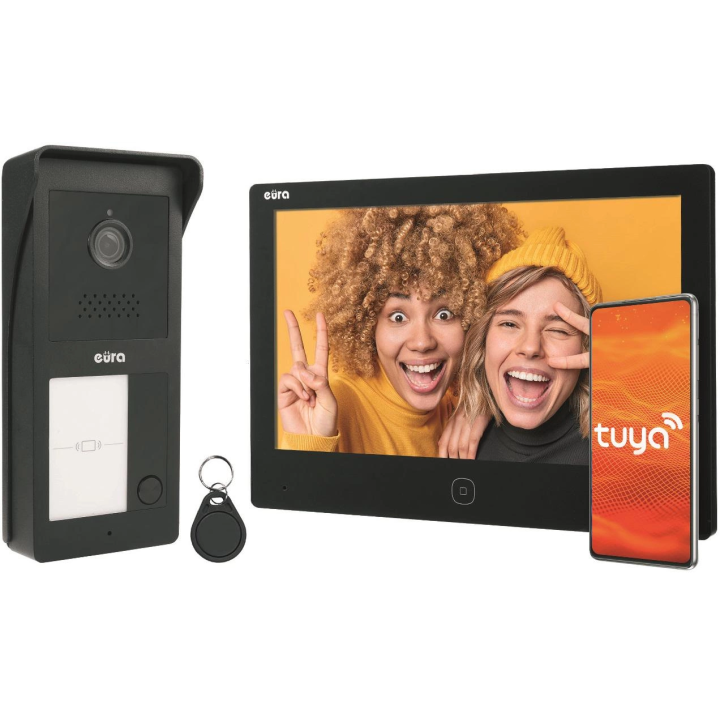 EURA VDP-49A3-2TY black 2-wire video intercom with Tuya support