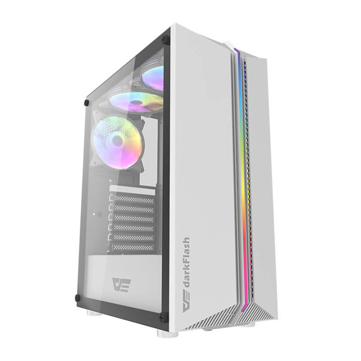 darkFlash DK151 White LED Computer Case + 3 RGB Fans