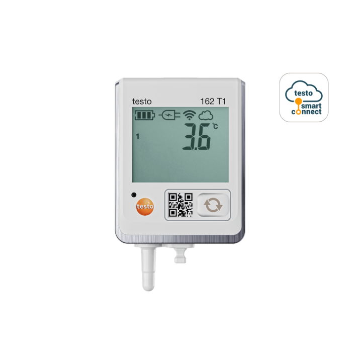 Online temperature data logger Testo 162 T1 with display and integrated probe