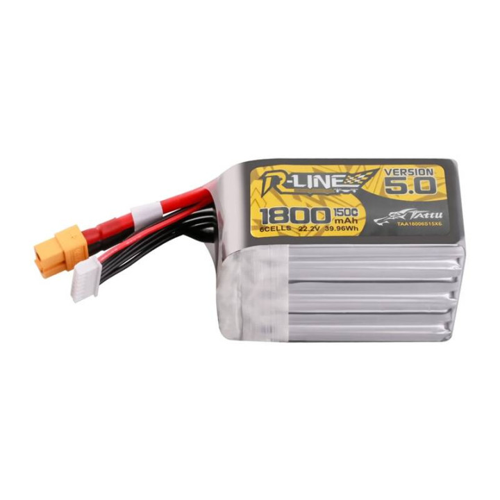 Tattu R-Line Version 5.0 1800mAh 22.2V 150C 6S LiPo Battery with XT60 Connector TAA18006S15X6