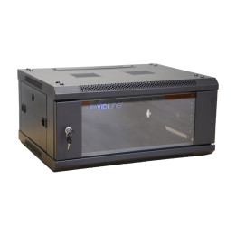 VidiLine R19-4U/450-WS_V2 19" 4U Wall-Mounted Rack Cabinet with Tempered Glass Door