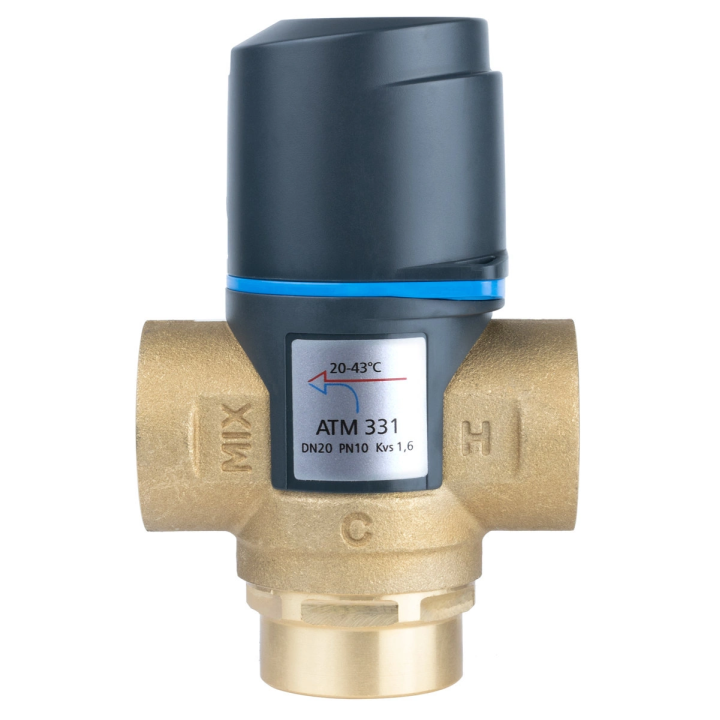 AFRISO ATM 331 – thermostatic mixing valve, DN20, Rp 3/4", 20–43°C, Kvs 1,6 m³/h