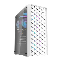 darkFlash DK351 White Midi Tower Computer Case + 4 RGB Fans