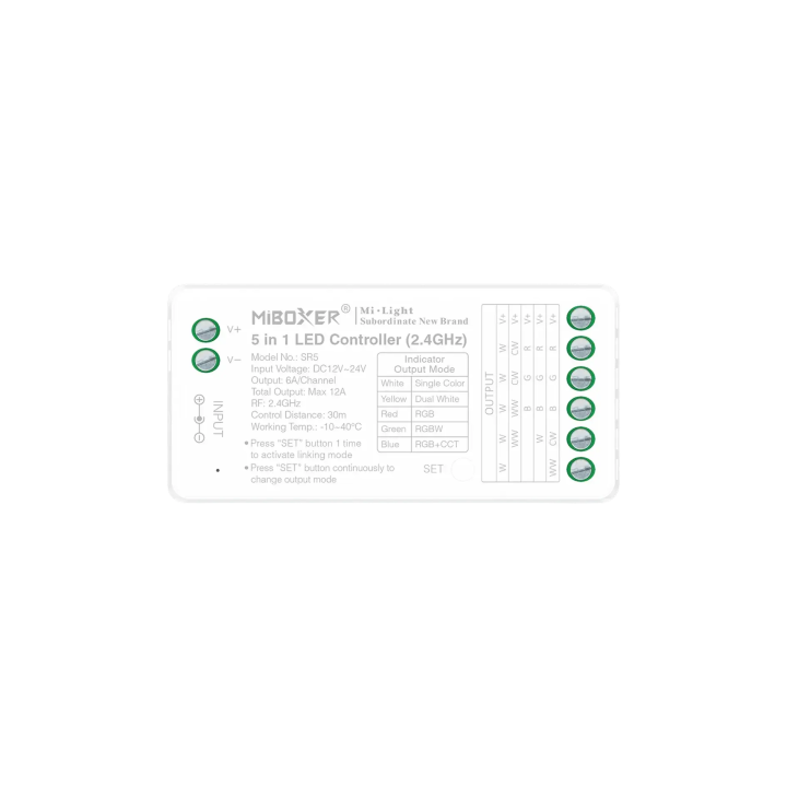 LED Controller 5in1 RGB+CCT 12-24VDC 12A SR5