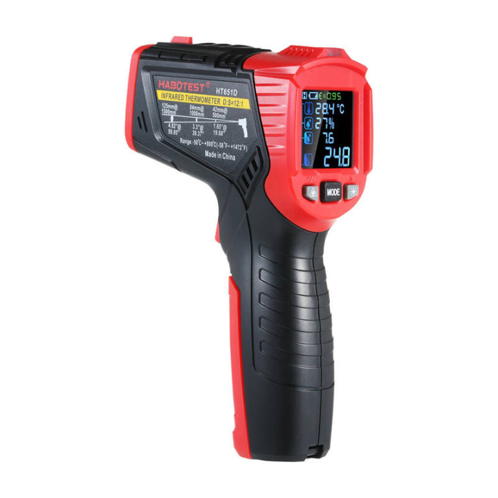 Habotest HT651D Digital Laser Pyrometer with Moisture Meter