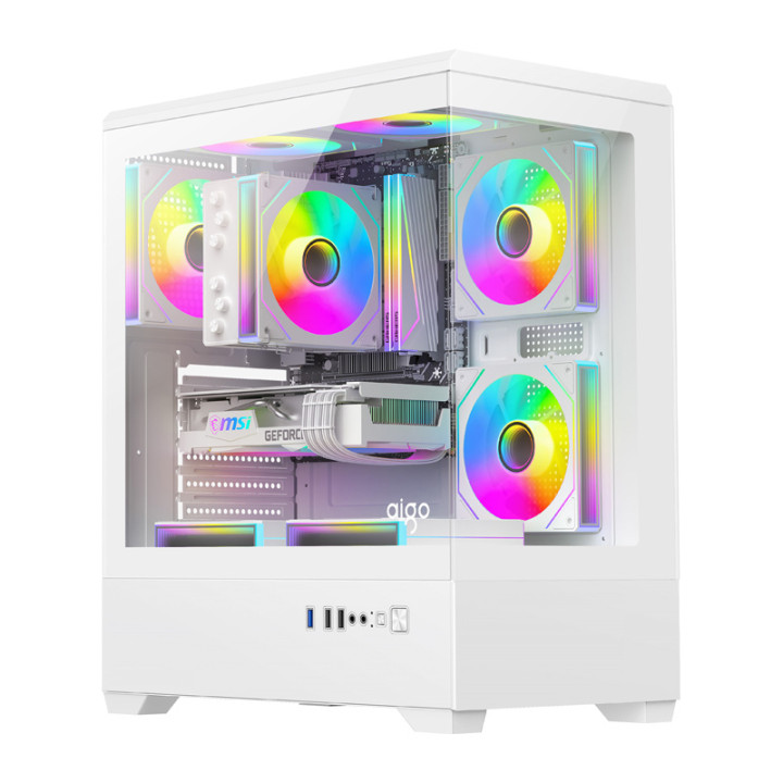 DarkFlash C365 White Mini Tower Computer Case + 5 Fans