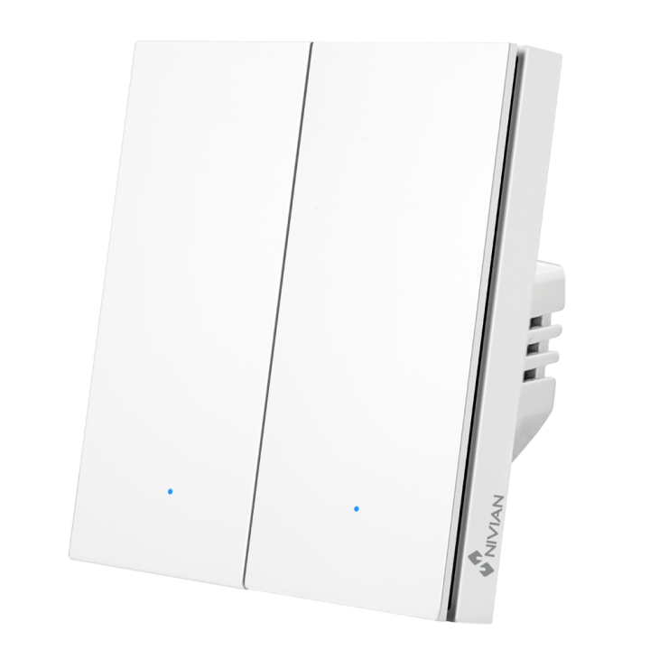 NIVIAN RETAIL NVS-FLATWALLSWITCH-201-WRB Умный Wi-Fi настенный выключатель, 1-клавишный, сенсорный, белый