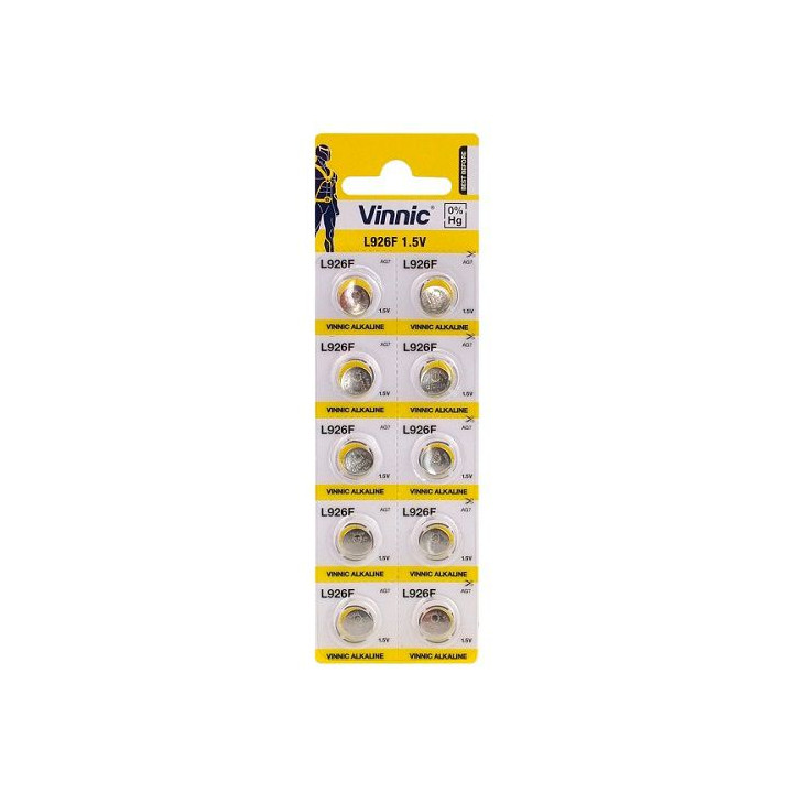 Vinnic L926F AG7 LR57 LR927 1.5V 42mAh Alkaline watch batteries 10pcs