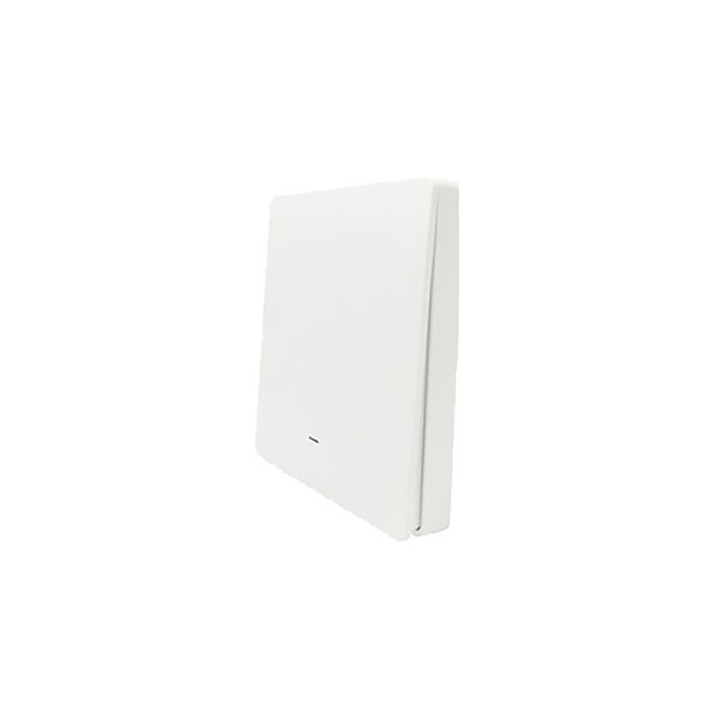 SmartWise BRFW1, a 1-button wireless RF wall switch, with white front panel