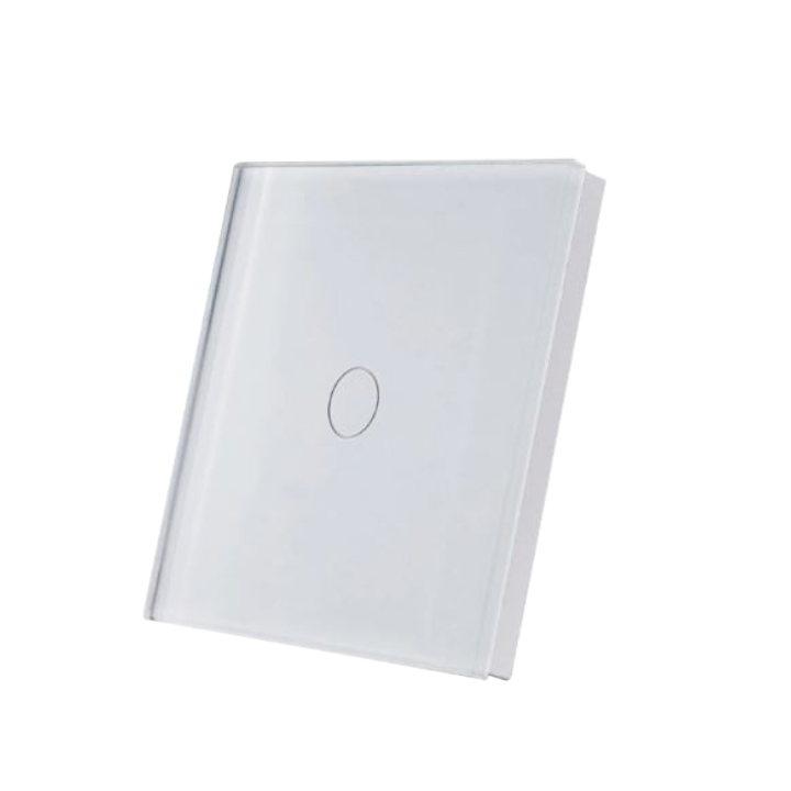 SmartWise wall switch glass touch front panel, white, 1-button