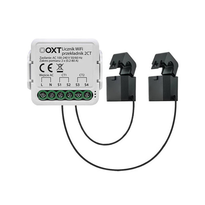 Модуль OXT, мини-счетчик электроэнергии, 2 трансформатора TUYA WiFi CT
