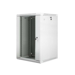 Lanberg :: Szafa Rack 19” do montażu na ścianie 18U/600X600 (płaska) V2 Szare szklane drzwi