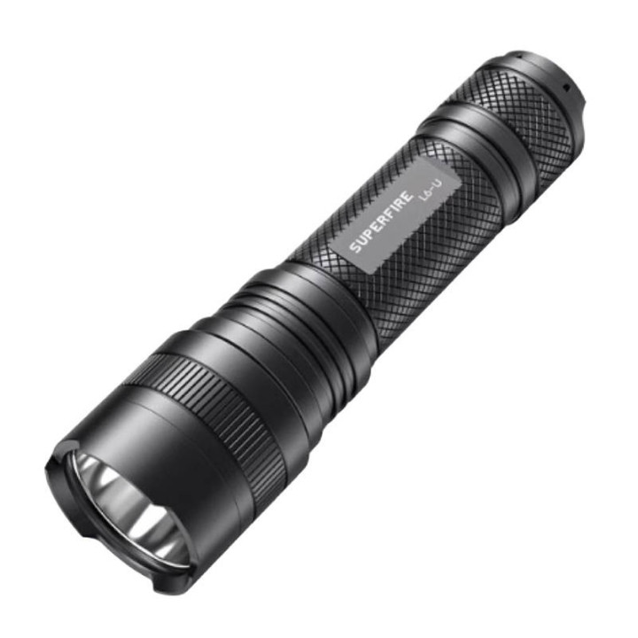 Superfire L6-U Flashlight - 1480 lm, 330 m, 5 Modes, 20W, USB-C
