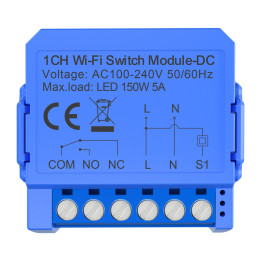 Module de commutation WiFi intelligent à 1 canal avec contact CC sans tension Avatto WSM16-DC-1