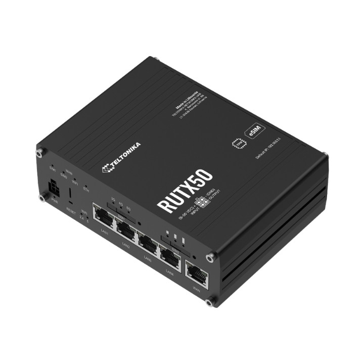PRIEIGOS TAŠKAS 5G + ROUTER RUTX50320400 Dual SIM Wi-Fi 5, 2,4 GHz, 5 GHz, 867 Mbps Teltonika