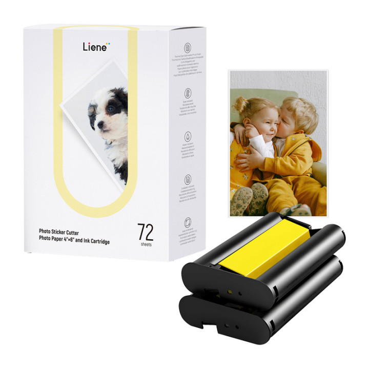 Liene PixCut 4x6" Photo Paper 72 Sheets + 2 Ink Cartridges PR001-65009