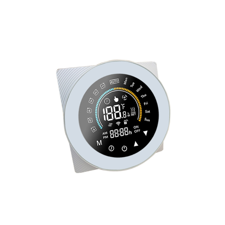 SmartWise WiFi smart thermostat, eWeLink app compatible, Type 'C' (dry contact), white front panel, colour touch display