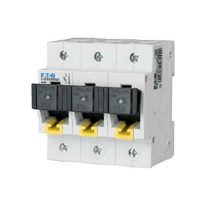 Eaton Z-SLS/CEK25/3 3-pole fuse disconnector DIN mounting IP20 25 A 400 V AC 50 kA D02 AC-22B Uimp 6 kV 50/60 Hz