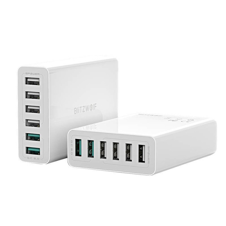 BlitzWolf BW-S15 EU 60W 6-Port USB Charger with QC 3.0 (White)