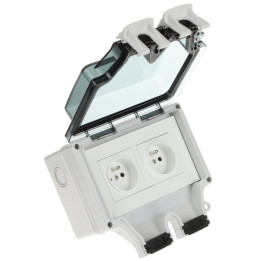 ATLO ATLO-S2IP6 Surface-Mounted Double Socket IP66 Outdoor Weatherproof Wall Outlet