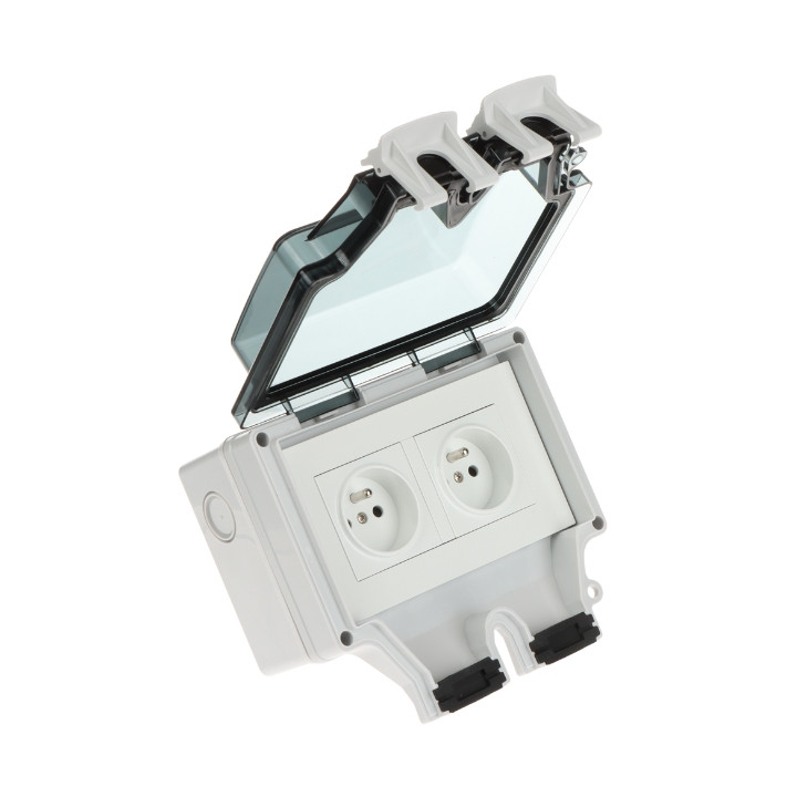 ATLO ATLO-S2IP6 Surface-Mounted Double Socket IP66 Outdoor Weatherproof Wall Outlet