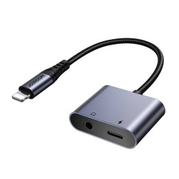 2-in-1 Audio Adapter Joyroom SY-L01 Lightning to 3.5mm + Lightning (Black)