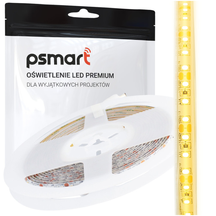 Psmart LED Strip 12V WW 3000K 2835 IP65 8mm 120LED/m 5m