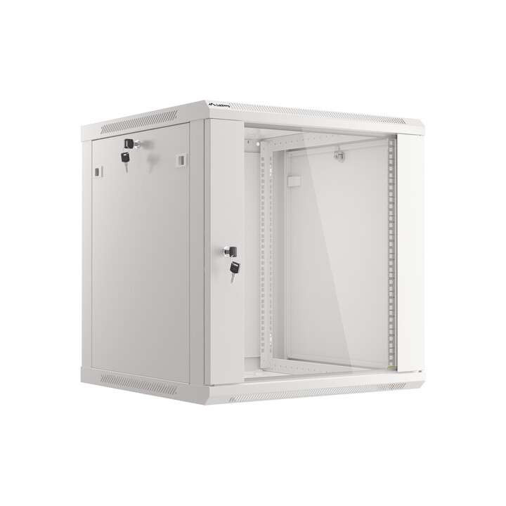 Lanberg 19" Wall-Mount Rack Cabinet 12U/600x600 V2 Grey, Glass Door (Flat-Pack)