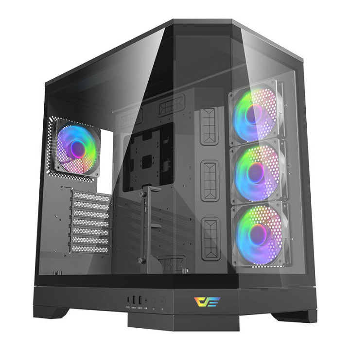 darkFlash DQX90 Black Computer Case (Big Tower, ATX, Tempered Glass)