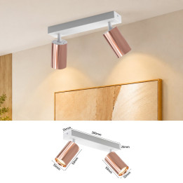 Immax PUNTO-2 ceiling wall spot light 2 heads GU10, copper/white