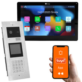 Genway KIT-F-M91-V13C-1 Multi-Apartment Video Doorbell Kit with Touchscreen Monitor, 1 Family, Code/Card/Key Fob Access, Tuya Sm