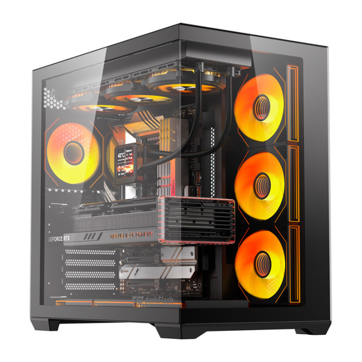 DarkFlash C280 Black Mid Tower Computer Case + 7 Fans