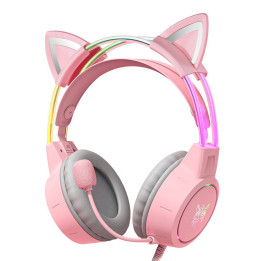 ONIKUMA X15 PRO Gaming Headphones with Cat Ears - Pink
