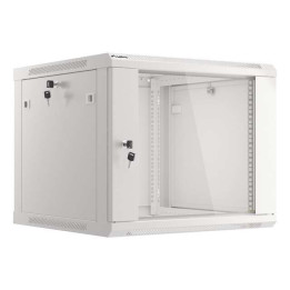 Lanberg 19" Wall-Mount Rack Cabinet 9U/600x600 V2 Grey, Glass Door (Flat-Pack)