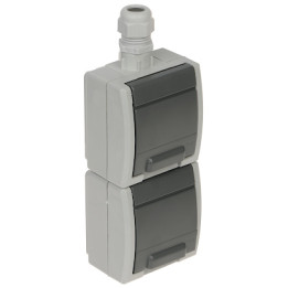 Elektro-Plast AQUANT-G2/V2/EPN Surface Mount Double Socket 16A IP65 Outdoor Wall Outlet