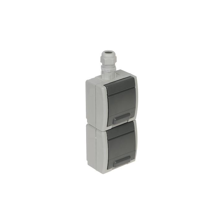 Elektro-Plast AQUANT-G2/V2/EPN Surface Mount Double Socket 16A IP65 Outdoor Wall Outlet