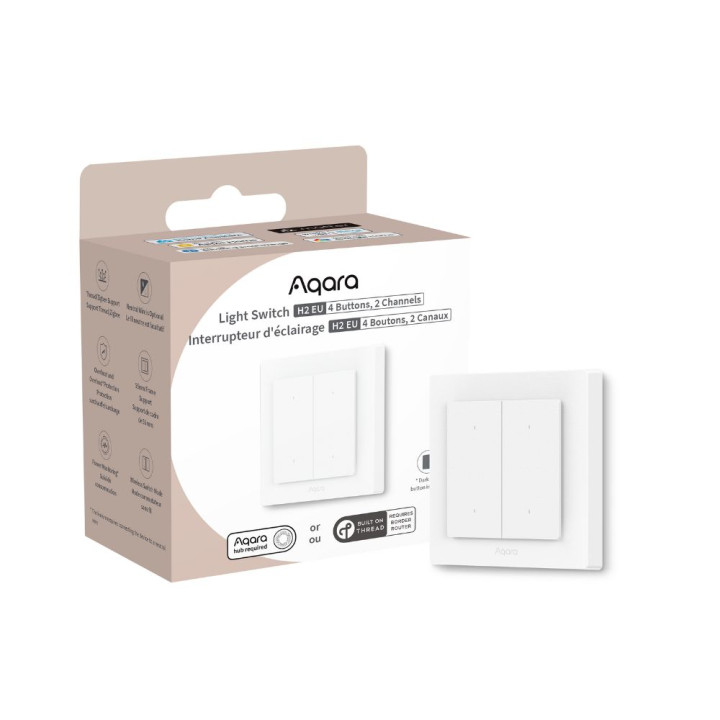Умный настенный выключатель Aqara H2 EU 2 канала 4 кнопки Zigbee Thread Matter белый