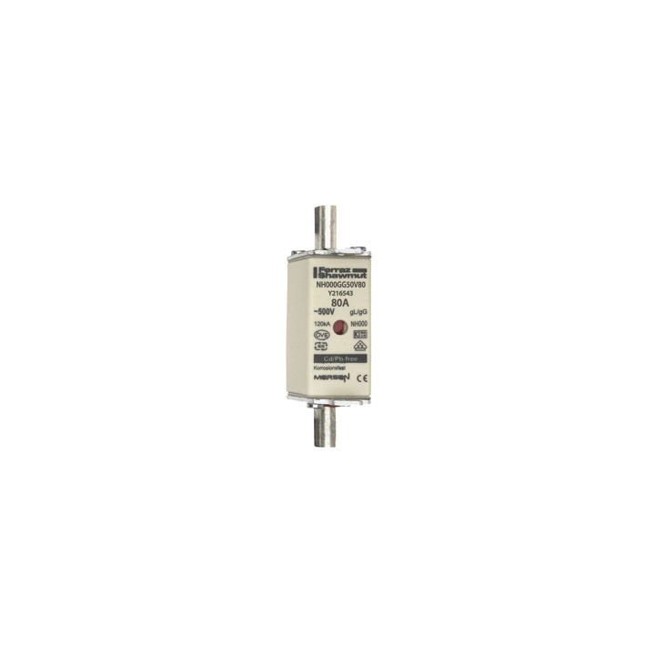 NH fuse-link gG, 500VAC, size 000, 80A double indicator/live tags